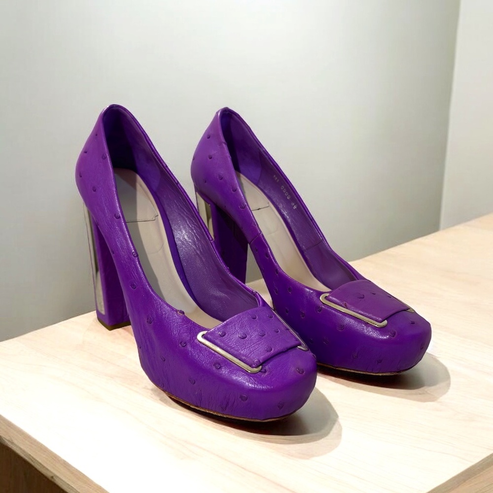 Christian Dior Ostrich Platform Pumps